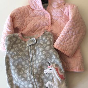Lot of 2: Jacket Size 3-6M, Sleep N' Play Footie Size 3M